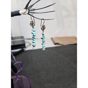 Vintage GENUINE HOWLITE SEAFOAM BLUE Gemstone Handmade Earrings